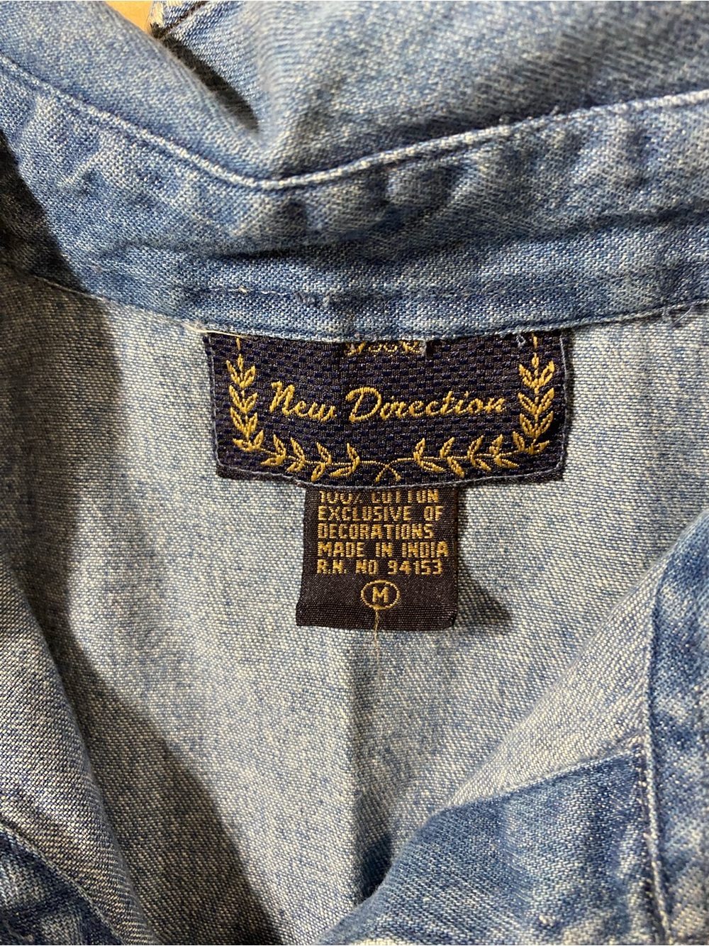 new directions Light Blue Denim Shirt Medium (RP) - Picture 8 of 10